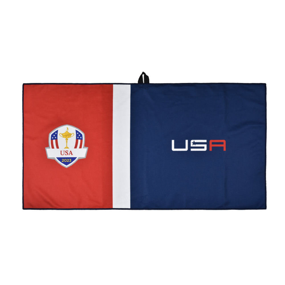 2023 Ryder Cup PRG Team USA Aqua Lock Caddy Towel Front