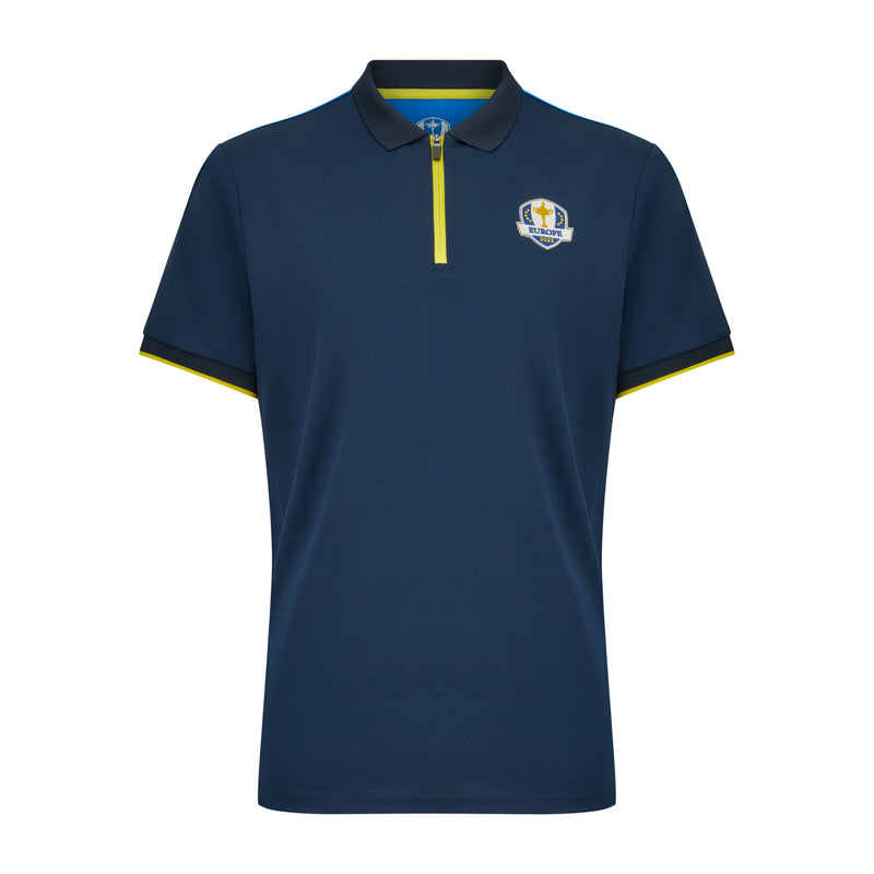 2023 Ryder Cup Official European Fanwear Men's Navy Zipped Polo Shirt ...