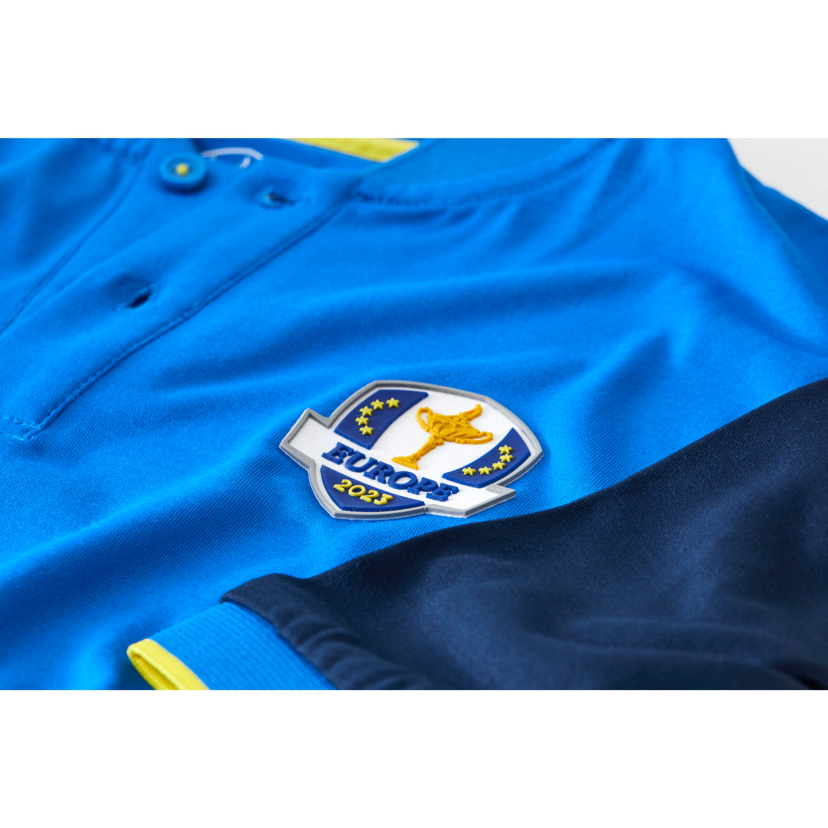 2023 Ryder Cup Official European Fanwear Men&#39;s Round Collar Polo Shirt - Badge Close-up