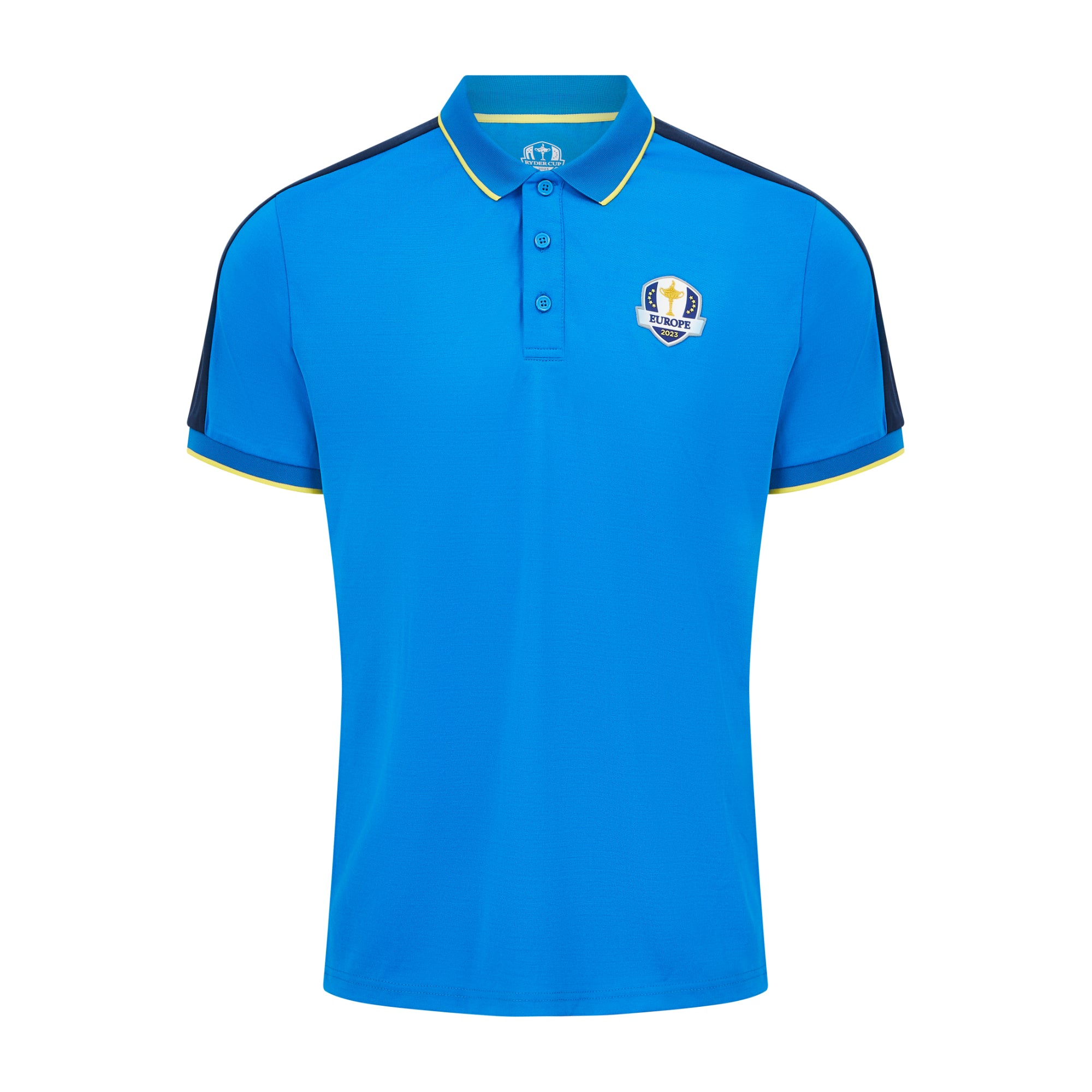 2023 Ryder Cup Official European Fanwear Men's Royal Blue/Navy Polo Shirt Front