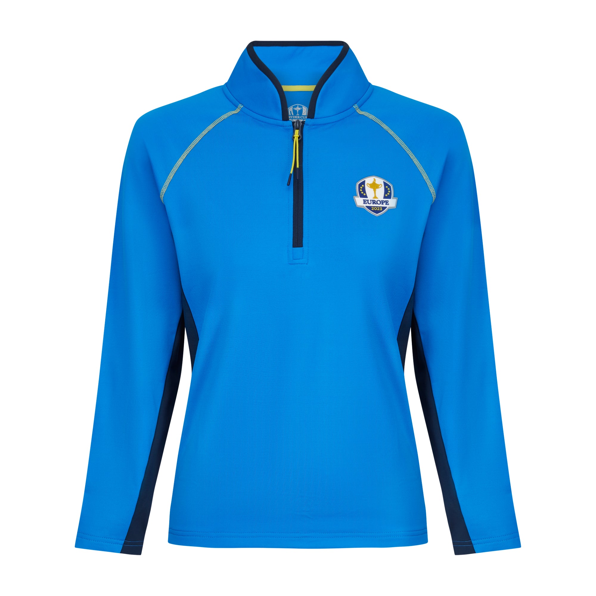 2023 Ryder Cup Official European Fanwear Women's Royal Blue 1/4 Zip Mid Layer - Front