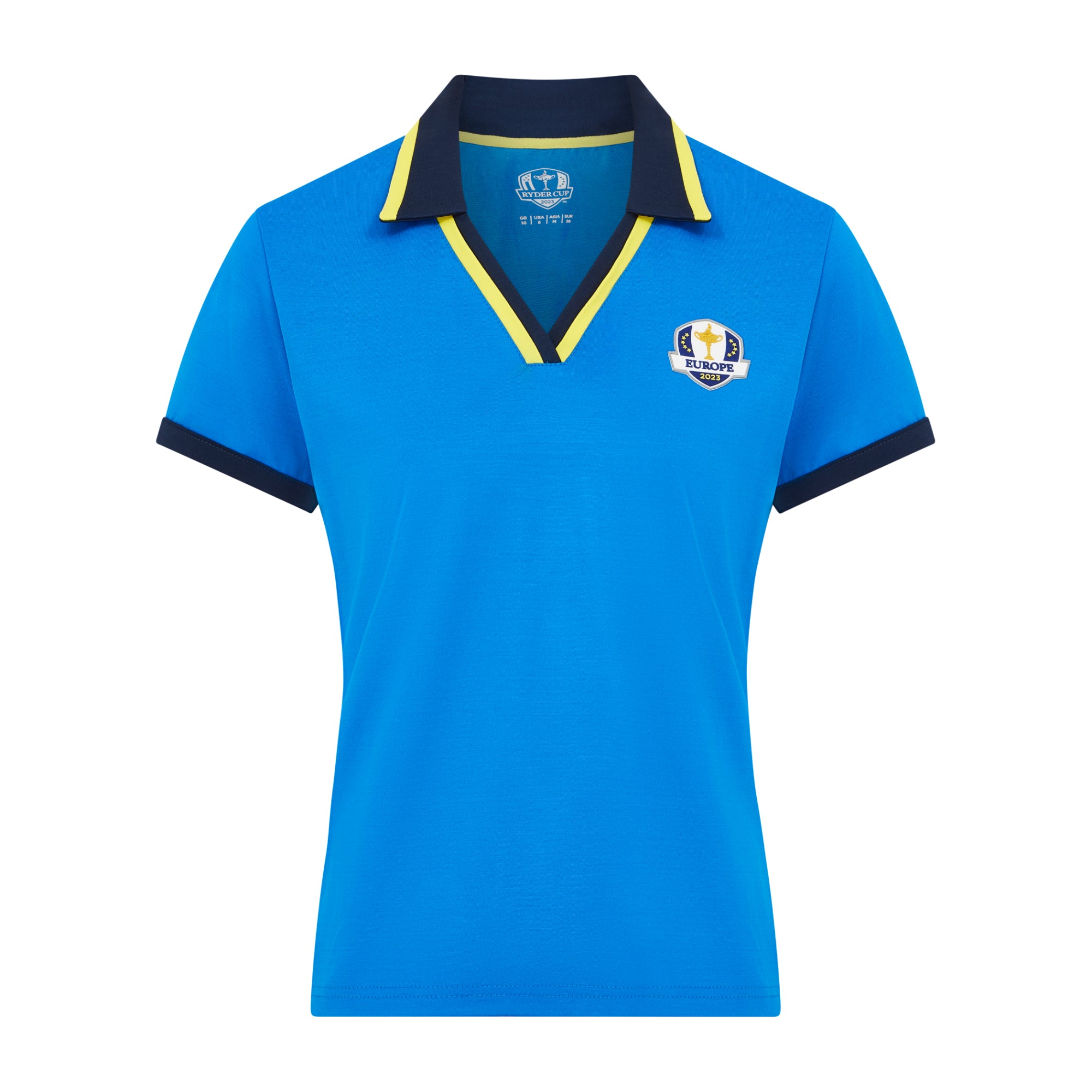 2023 Ryder Cup Official European Fanwear Women's V-Neck Polo Shirt - Front