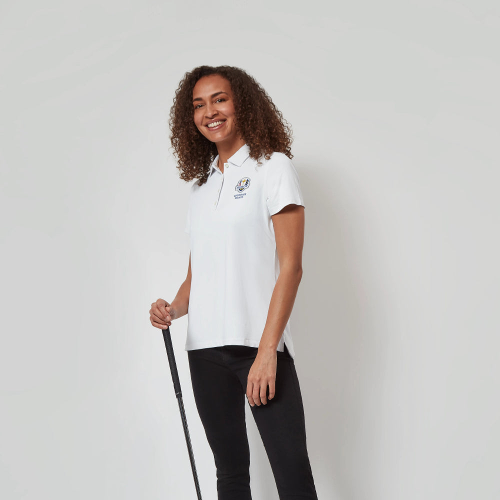2025 Ryder Cup Peter Millar Women's White Polo Shirt Model