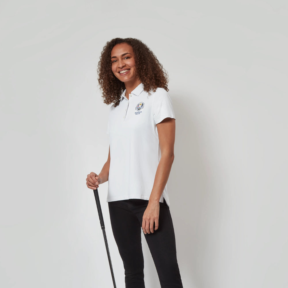 2025 Ryder Cup Peter Millar Women&#39;s White Polo Shirt Model