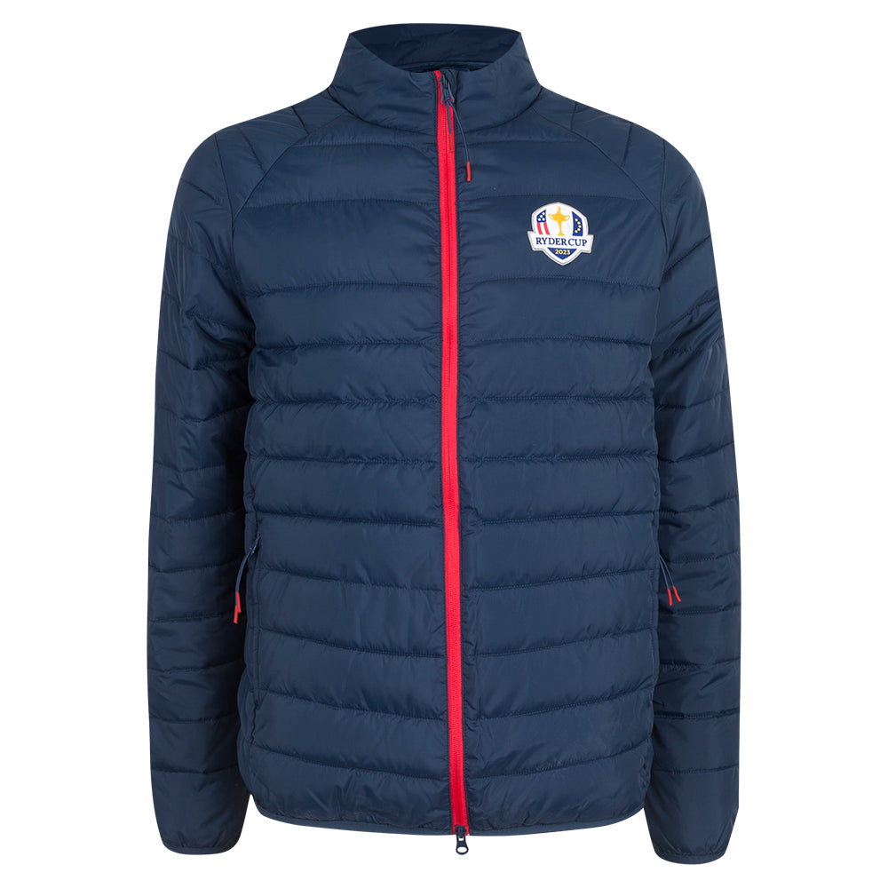 Official 2023 Ryder Cup USA Fanwear Men's Blue Padded Jacket Front