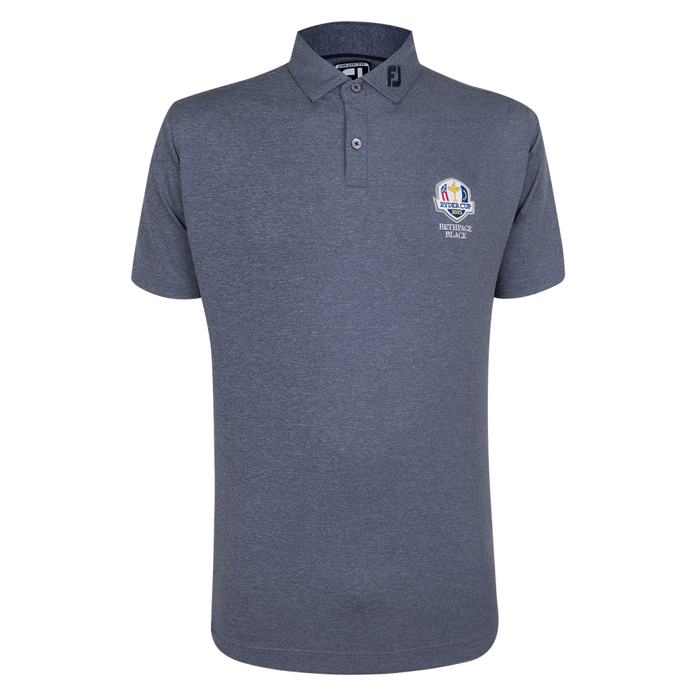 2025 Ryder Cup FootJoy Men&#39;s Heather Navy Polo Front