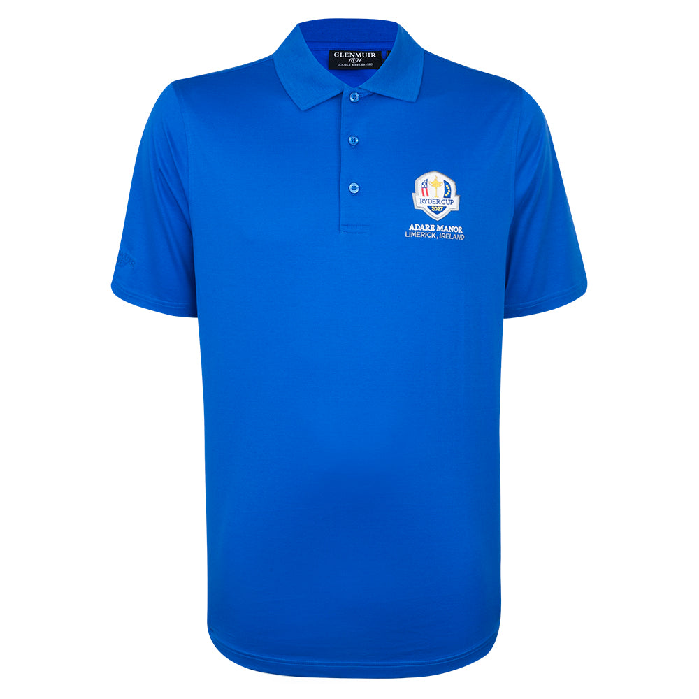 2027 Ryder Cup Glenmuir Men's Mercerised Cotton Blue Polo Shirt