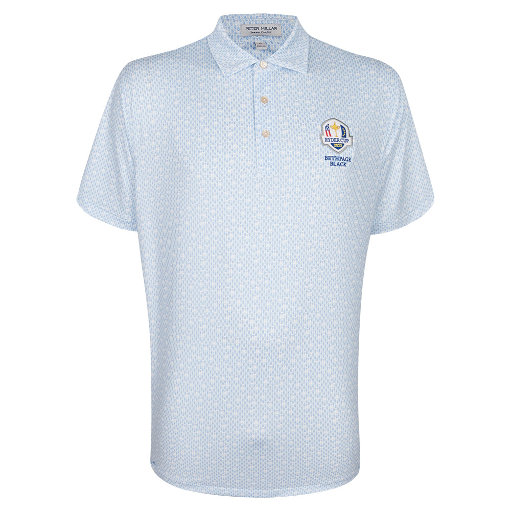 2025 Ryder Cup Peter Millar Men's Blue Corkscrew Print Polo Shirt The