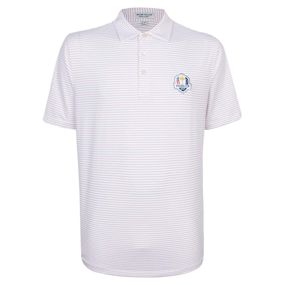 2027 Ryder Cup Peter Millar Men&#39;s White/Red Striped Polo Shirt