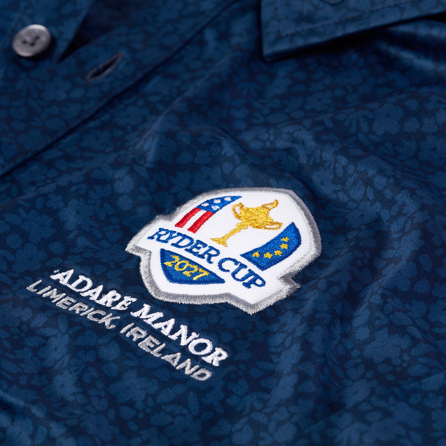 2027 Ryder Cup FootJoy Men's Navy Pattern Polo Shirt