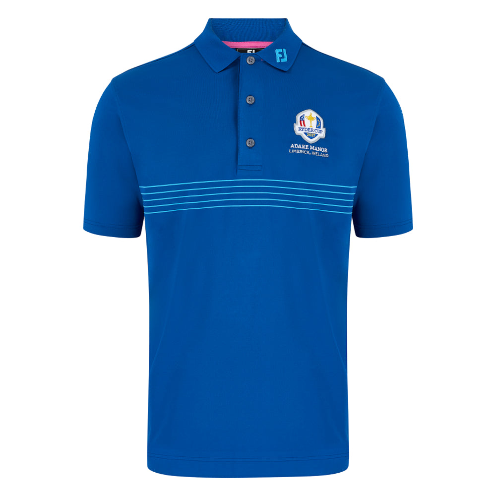 2027 Ryder Cup FootJoy Men&#39;s Blue Pinstripe Polo Shirt