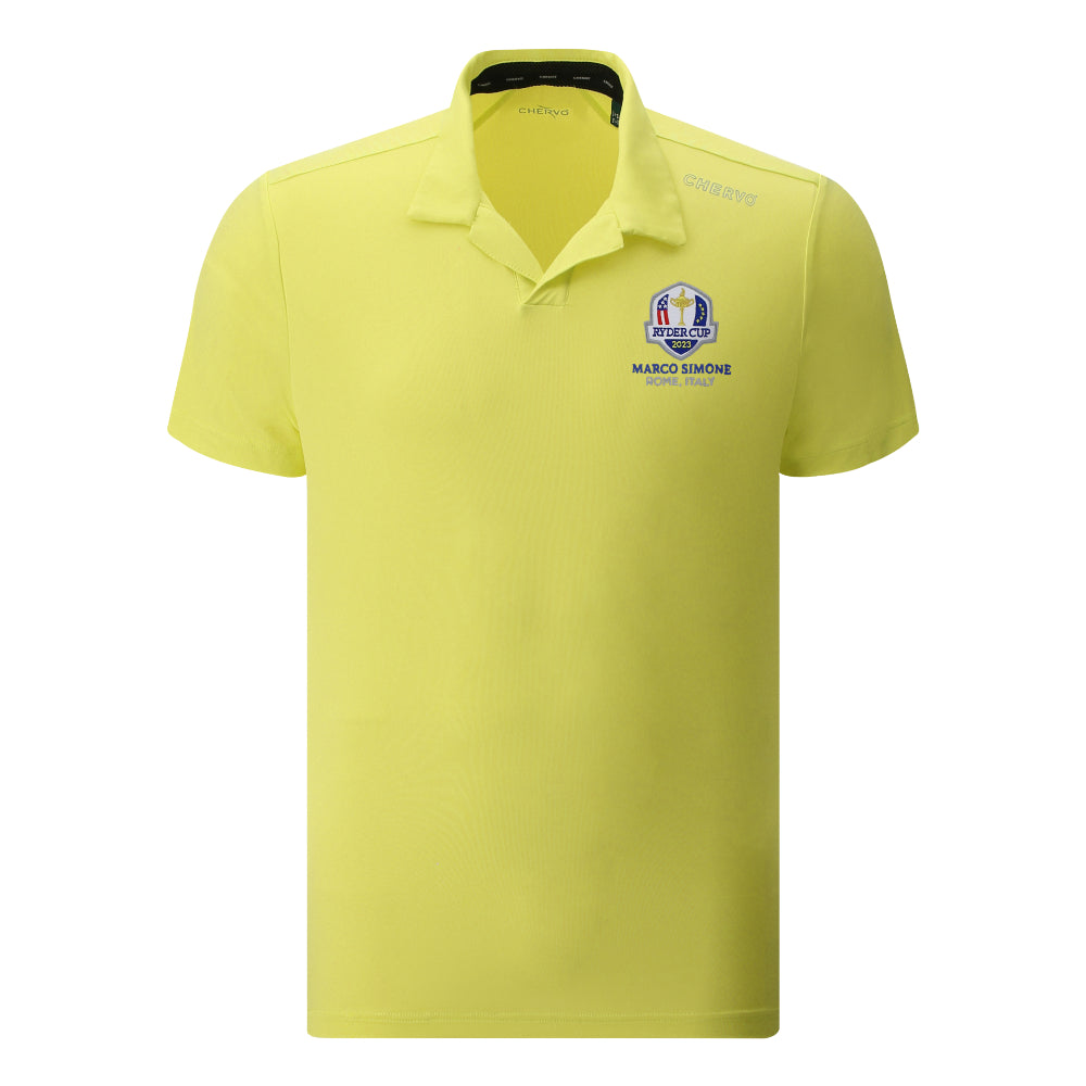 2023 Ryder Cup Chervò Men's Yellow Polo Front