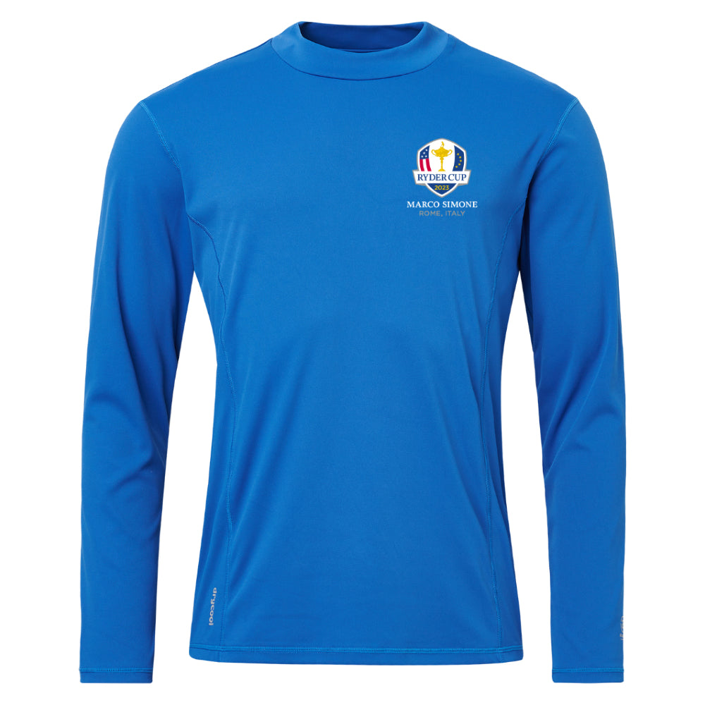 2023 Ryder Cup Abacus Men's Blue Spin Longsleeve Polo Front