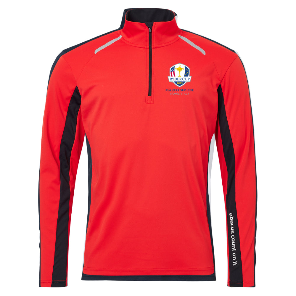 2023 Ryder Cup Abacus Men&#39;s Red Cypress UV Longsleeve Polo Front