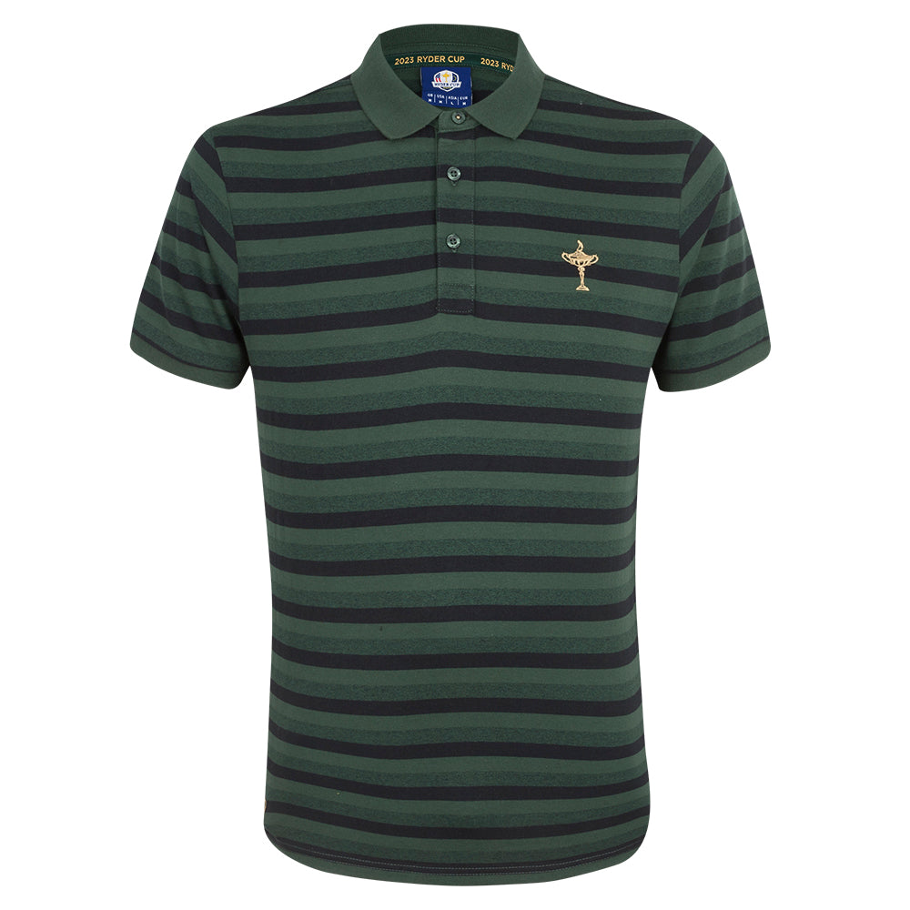 2023 Ryder Cup Men's Trophy Green Block Striped Polo Shirt Front