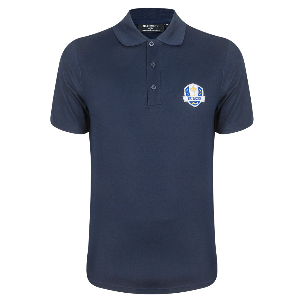 2023 Ryder Cup Glenmuir Men&#39;s Deacon Europe Navy Polo Shirt Front