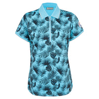 2027 Ryder Cup Glenmuir Women's Blue Tropical Print Zipped Polo Shirt