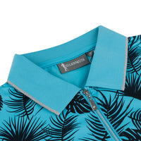 2027 Ryder Cup Glenmuir Women's Blue Tropical Print Zipped Polo Shirt