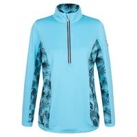 2027 Ryder Cup Glenmuir Women's Blue Tropical Print 1/2 Zip Mid Layer