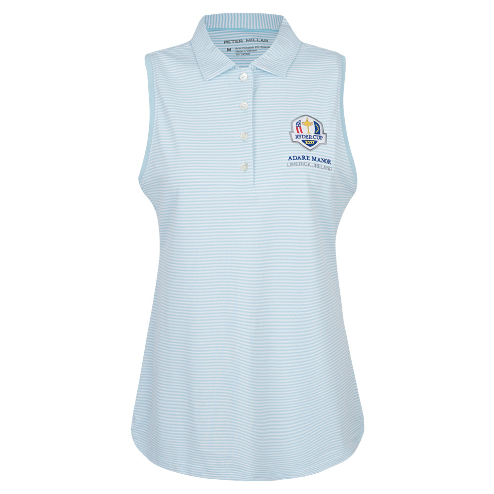 2027 Ryder Cup Peter Millar Women&#39;s Micro Striped Sleeveless Polo Shirt