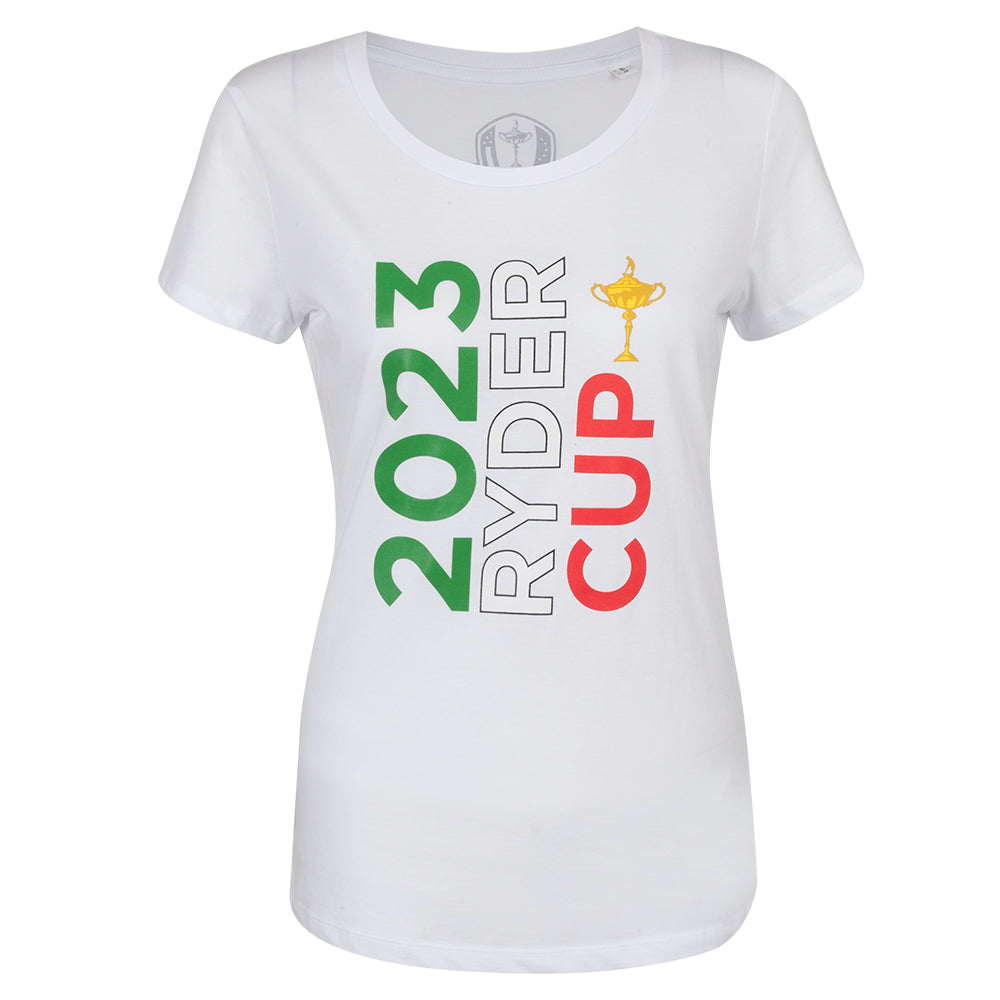 2023 Ryder Cup Women&#39;s White Trophy T-Shirt Front