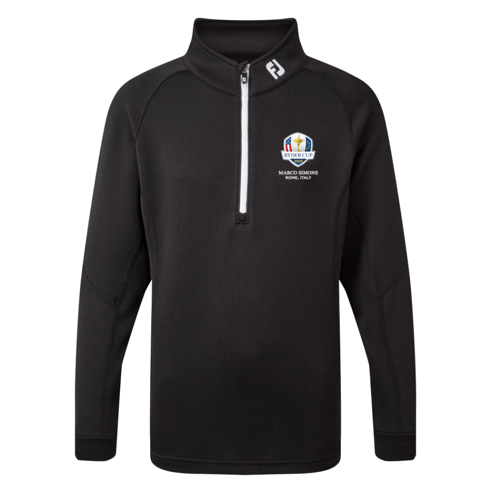 2023 Ryder Cup FootJoy Youth Black 1/4 Zip Mid Layer Front