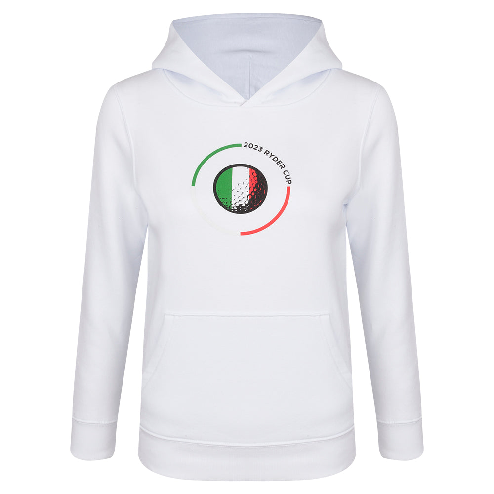 2023 Ryder Cup Youth White Golf Ball Hoodie Front