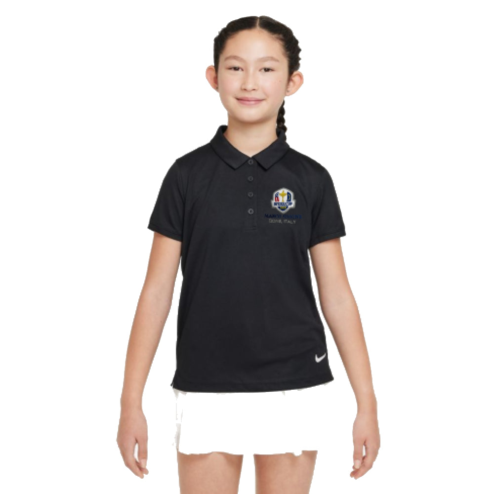 2023 Ryder Cup Nike Girls Black Victory Polo Front