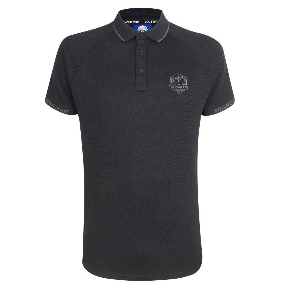 2023 Ryder cup Youth Black Tonal Text Tipped Polo Shirt Front