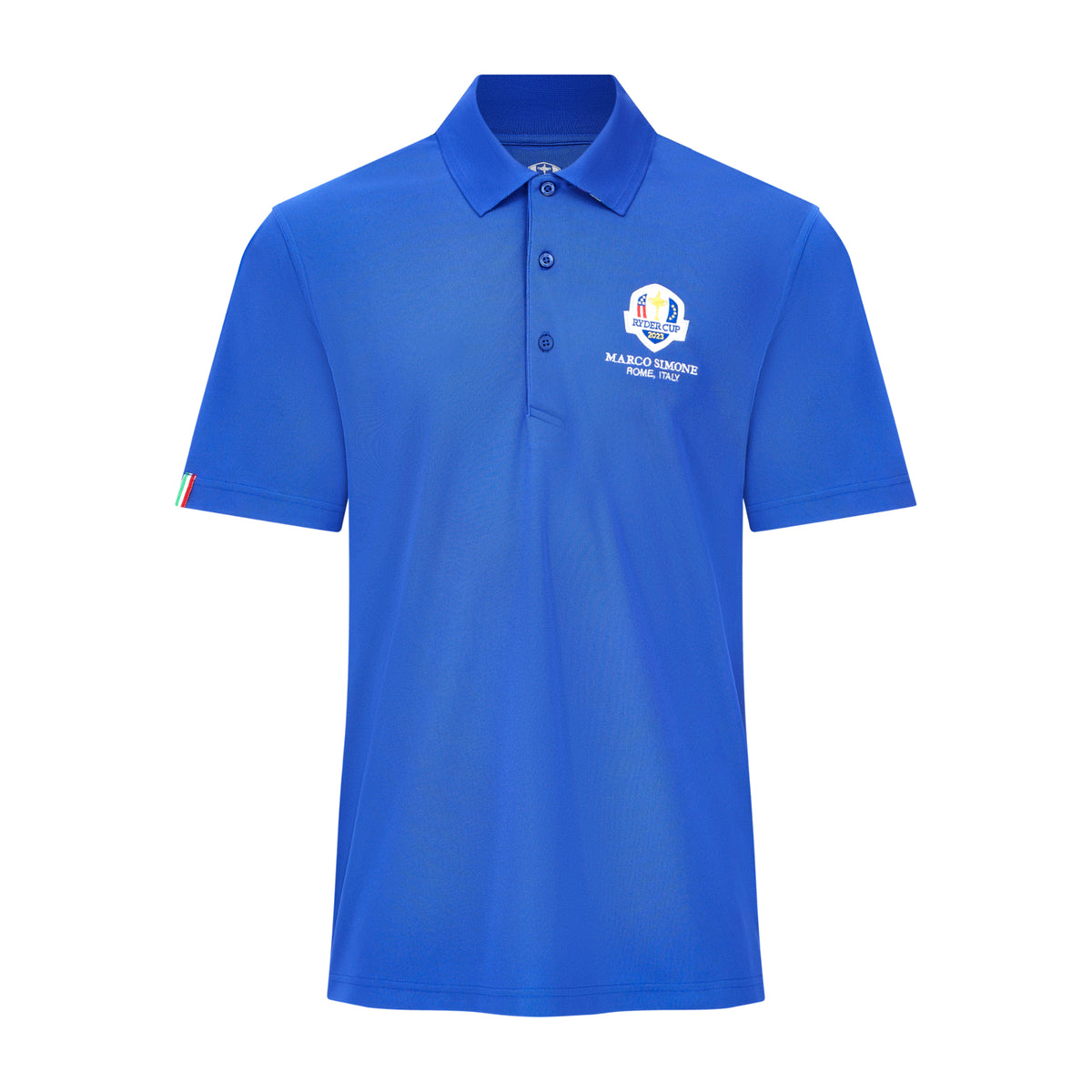 2023 Ryder Cup Rome Collection Men&#39;s Royal Blue Polo Shirt Front