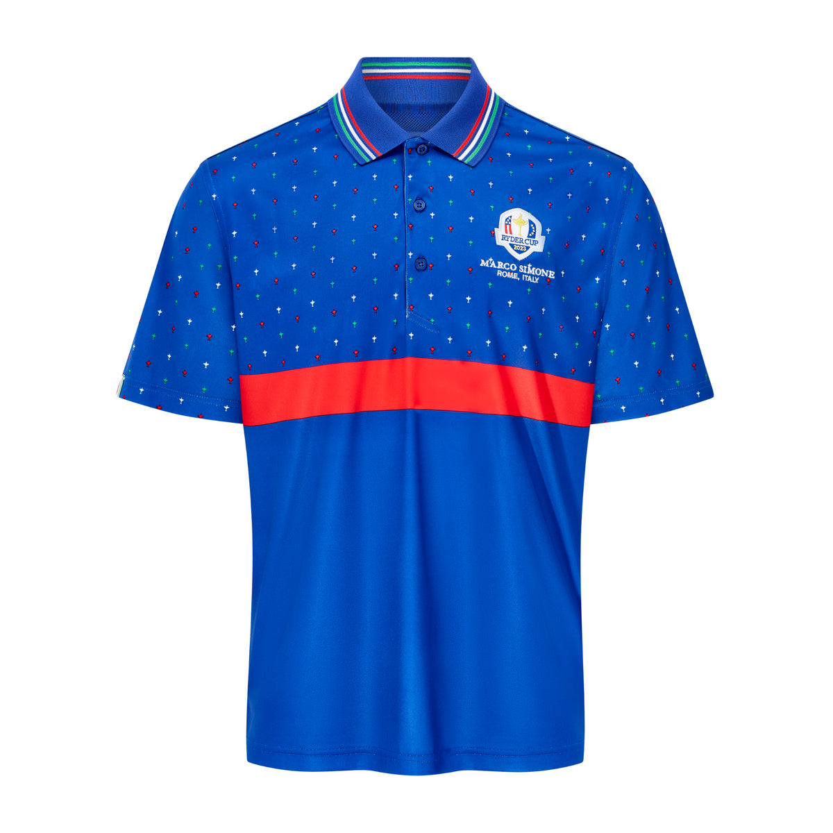 Official 2023 Ryder Cup Rome Collection Men&#39;s Striped Print Polo Shirt