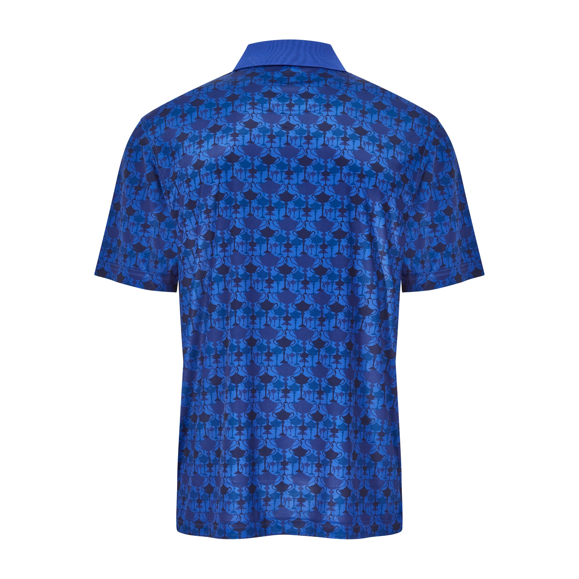 2023 Ryder Cup Rome Collection Men's Trophy Print Royal Blue Polo Shirt Front
