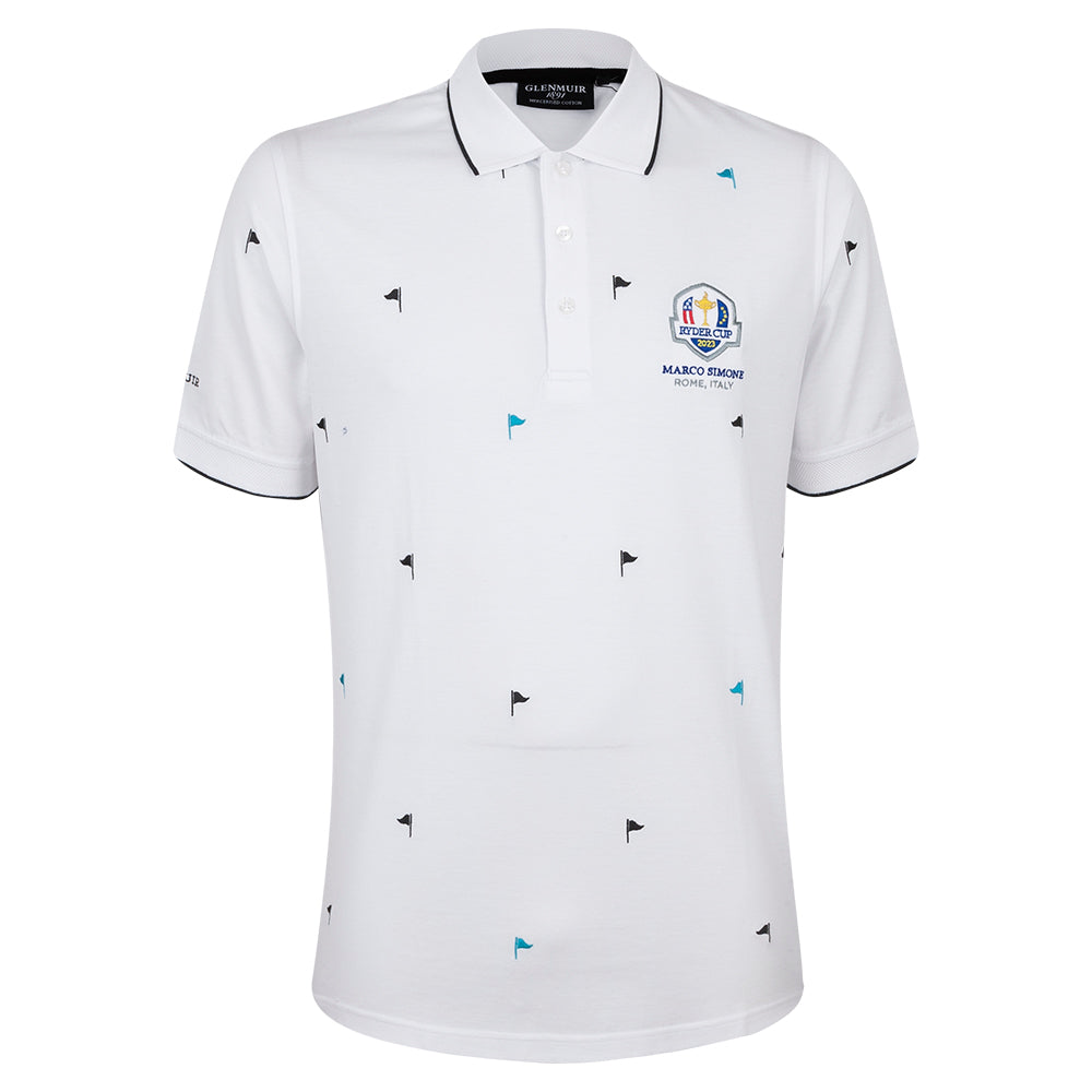 2023 Ryder Cup Men's Glenmuir White Print Polo - The Official European ...