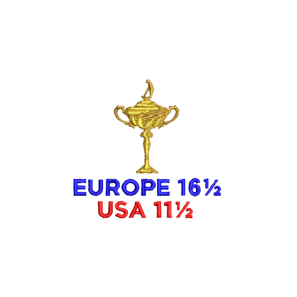 2023 Ryder Cup European Winner&#39;s Range Men&#39;s White Polo - Score Detail