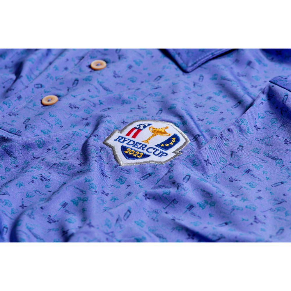 2023 Ryder Cup Peter Millar Men&#39;s Fairway Free for All Polo Shirt - Badge Close-up