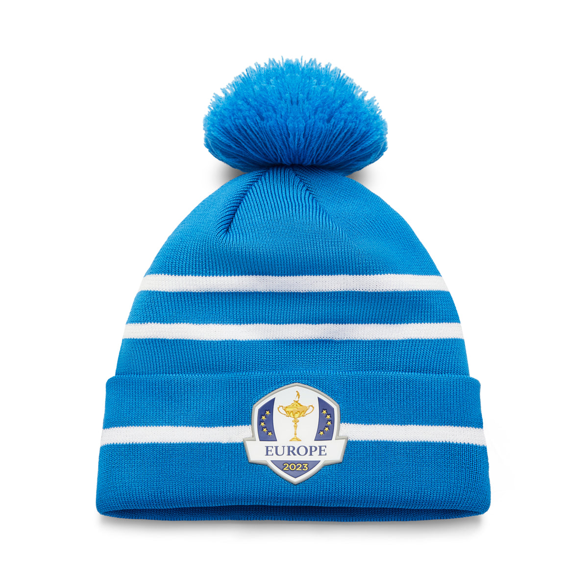 Official 2023 Ryder Cup New Era Friday European Bobble - Blue - Front