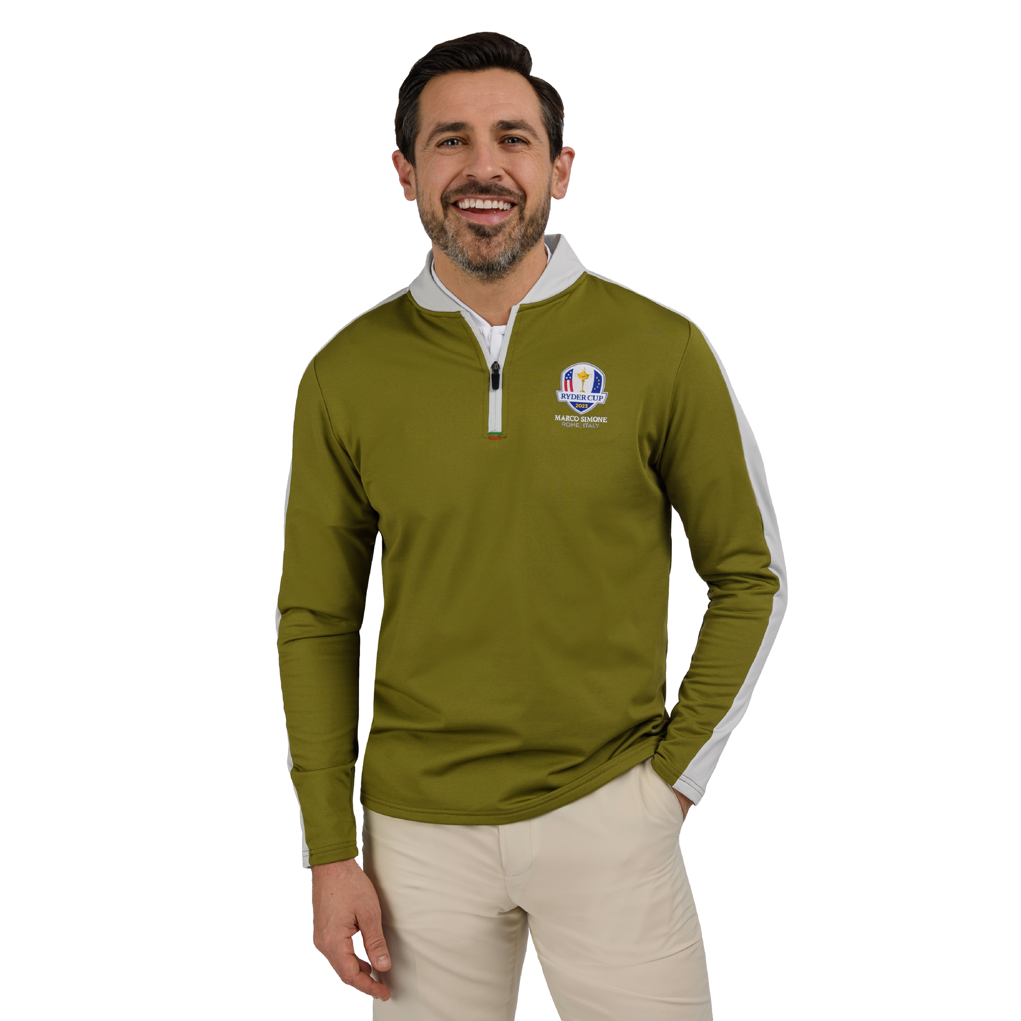 2023 Ryder Cup Rome Collection Men's 1/4 Zip Mid Layer - Green - Front