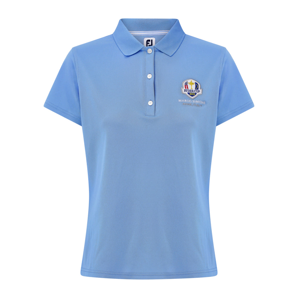 2023 Ryder Cup FootJoy Women's Light Blue Polo Shirt - Front
