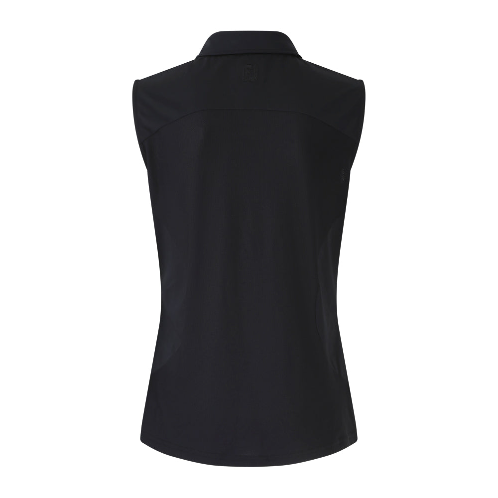 2023 Ryder Cup FootJoy Women&#39;s Sleeveless Black Polo Shirt Back