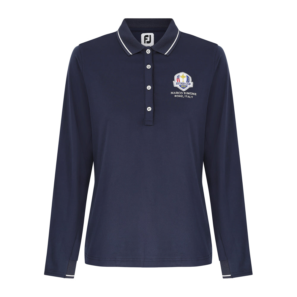 2023 Ryder Cup FootJoy Women's Long Sleeve Thermal Polo Shirt Front