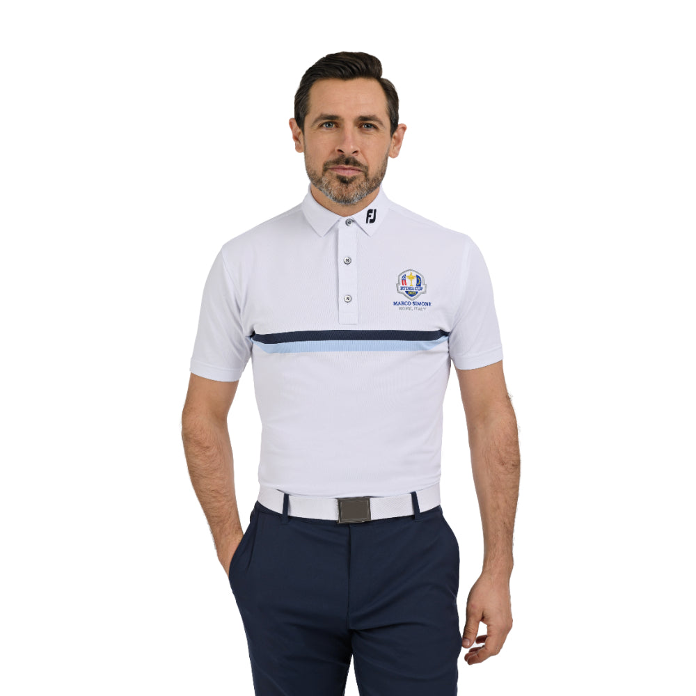 2023 Ryder Cup FootJoy Men's Chest Stripe Polo Shirt Front