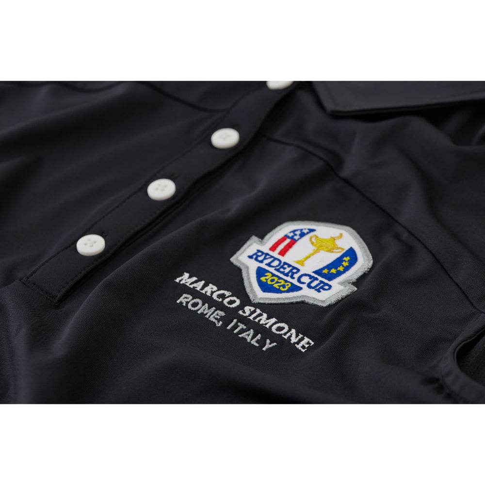 2023 Ryder Cup FootJoy Women&#39;s Sleeveless Black Polo Shirt Badge Close-up