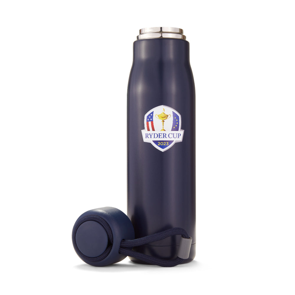 2023 Ryder Cup Navy Logo Metal Water Bottle - Front
