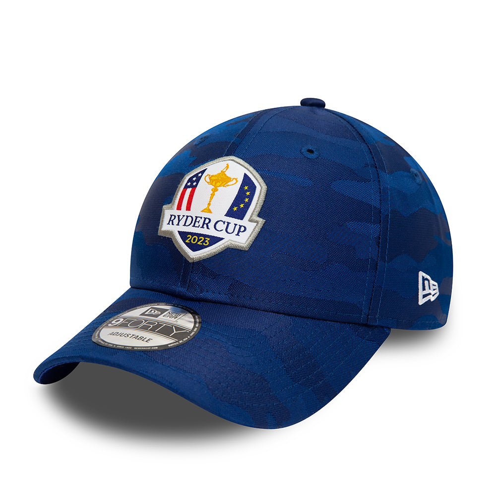 2023 Ryder Cup New Era 9FORTY Camo Cap - Blue Front Left