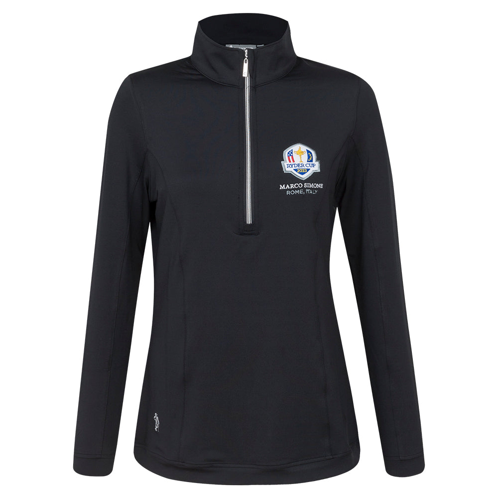 2023 Ryder Cup Glenmuir Women&#39;s Carina 1/4 Zip Mid Layer - Black Front