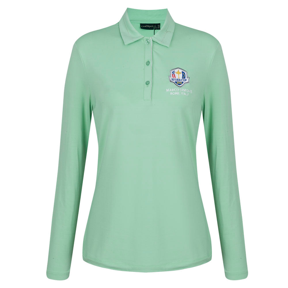 2023 Ryder Cup Chervò Womens Long Sleeve Polo - Mint - Front