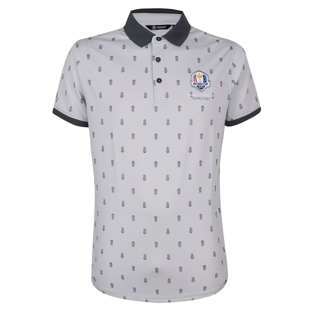 2023 Ryder Cup Men's Abacus Light Grey Print Polo Shirt - Front
