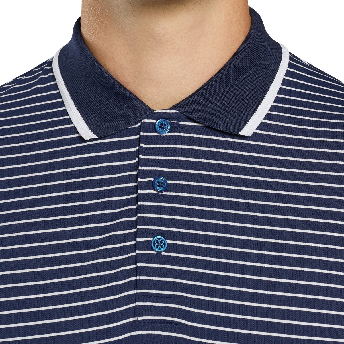 2023 Ryder Cup G/FORE Men&#39;s Striped Polo Shirt - Collar Close-up