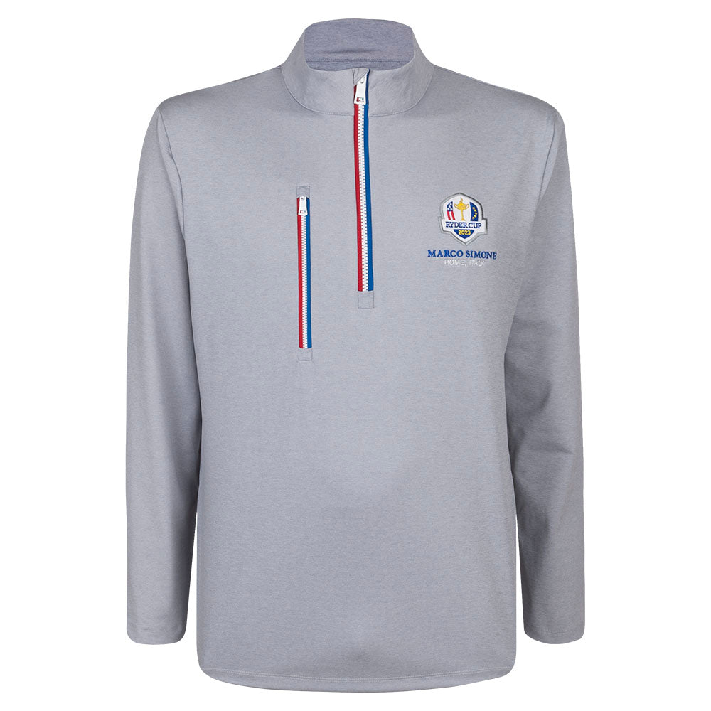 2023 Ryder Cup G/FORE Men&#39;s Daytona Striped 1/4 Zip Mid Layer Grey Front