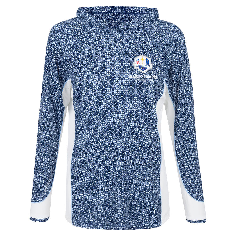 2023 Ryder Cup Peter Millar Women&#39;s Hooded Mid Layer - Navy/White - Front